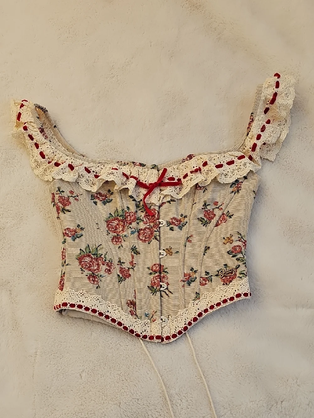 Lace Made Rosey Cottage Corset Size Small - Picture 2 of 10